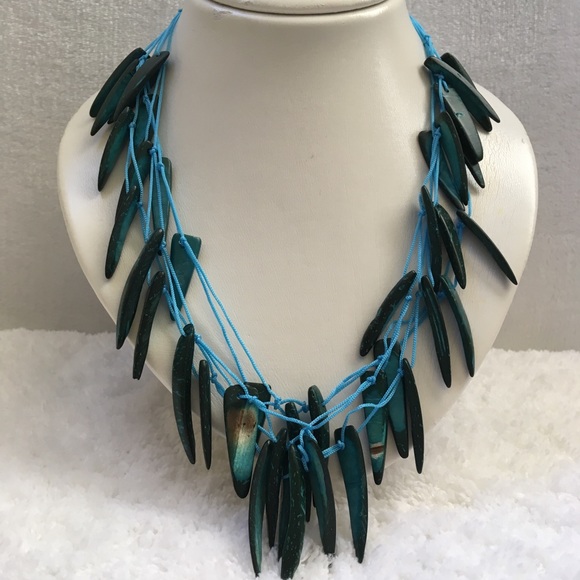 Jewelry - ✨NEW✨ Blue Layered Bamboo Wood Wind Chime Necklace